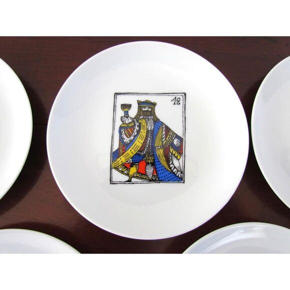 Vintage Bidasoa Spain Plates Set Playing Card Knights King sDessert Appetizer 6" - Picture 2 of 8